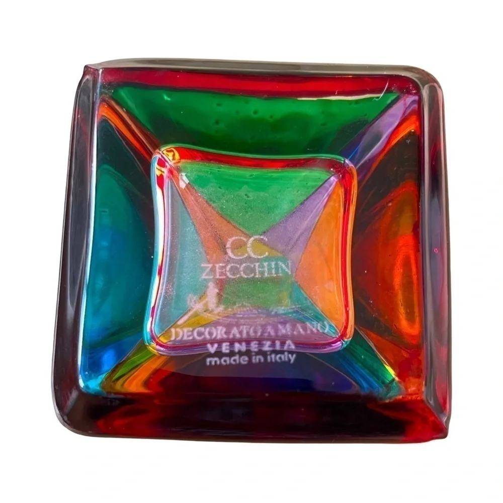 CC Zecchin Venezia Multicolor Crystal Art Glass Vase Made in Italy